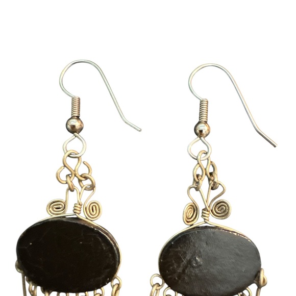 Boho Turquoise Beaded Fringe Dangle Chandelier Earrings - Picture 5 of 6